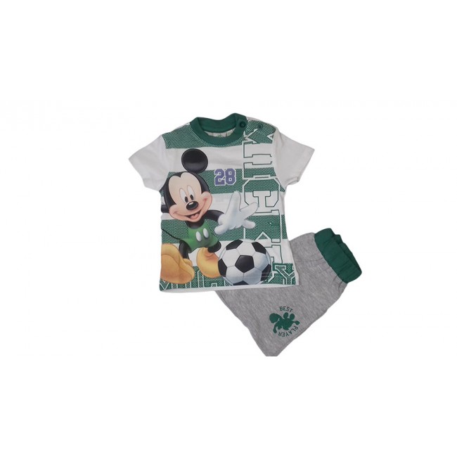 Image of Completo 2pz cotone bimbo neonato Disney baby Mickey verde grigio 1 - 3 mesi033