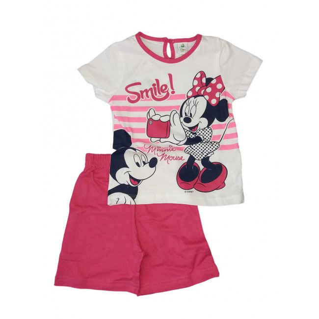 Image of Pigiama maglia maglietta pantaloncino bimbo neonato Disney baby Minnie fucsia 24 m033