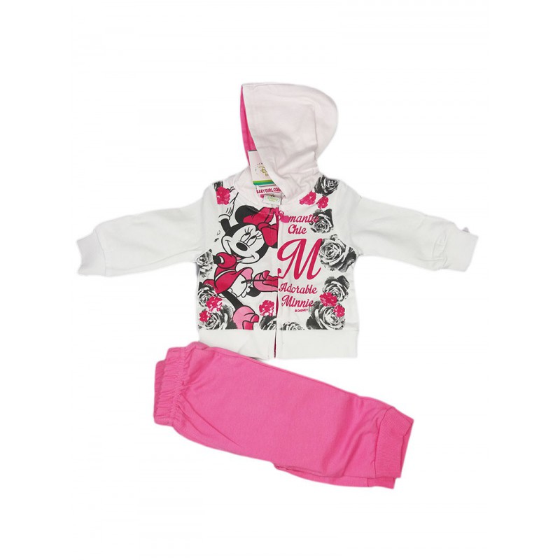 Image of Completo 2pz felpato bimba neonato Disney baby Minnie bianco rosa 1 - 3 mesi033