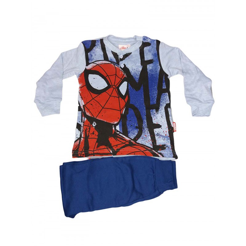 Image of Pigiama maglia maglietta pantalone bimbo bambino Spiderman cielo azzurro 4A