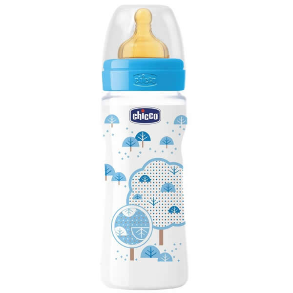 Image of Chicco Well-Being Biberon Caucciù PP Flusso Veloce Azzurro 4m+ 330ml033