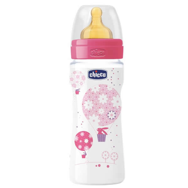 Image of Chicco Well-Being Biberon Caucciù PP Flusso Veloce Rosa 4m+ 330ml033