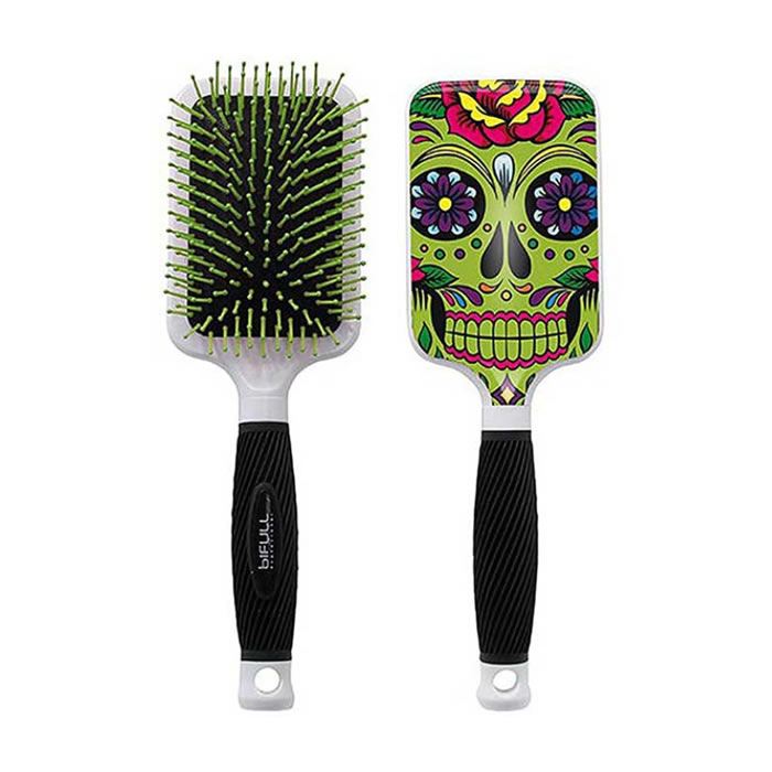 Image of Bifull Racket Hair Brush Verde Skull033