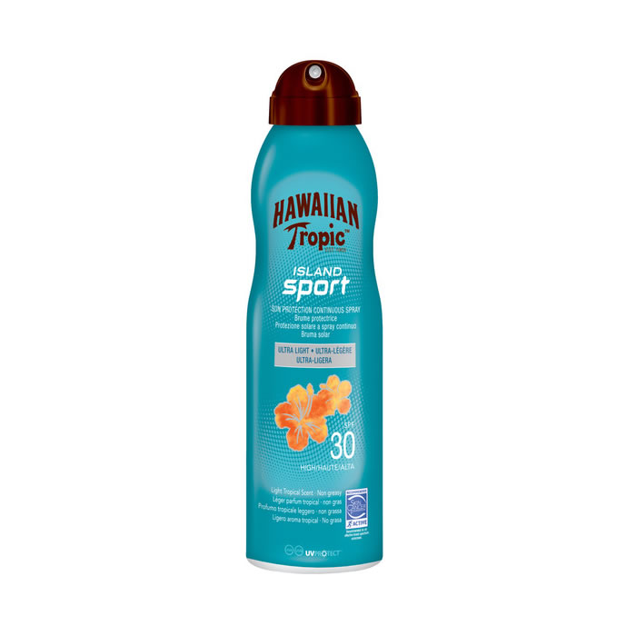 Image of Hawaiian Tropic Island Sport Sun Protection Continuous Spray Ultra Light Spf30 220ml