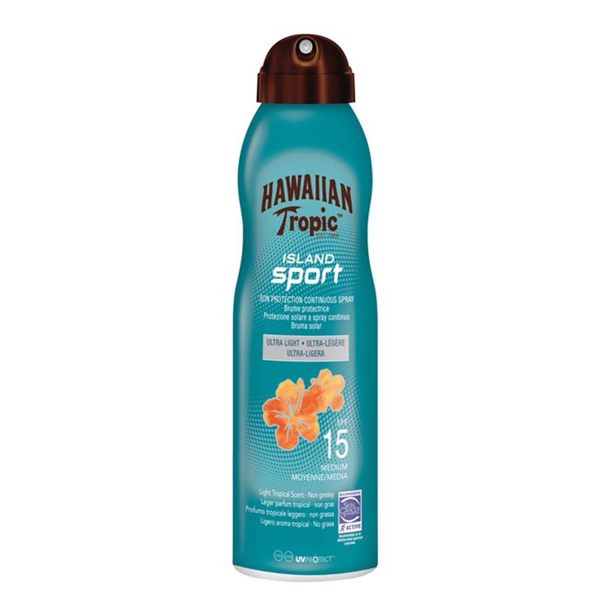 Image of Hawaiian Tropic Island Sport Sun Protection Continuous Spray Ultra Light Spf15 220ml