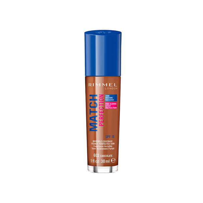 Image of Rimmel London Match Perfection Foundation Spf15 603 Chocolate 30ml033