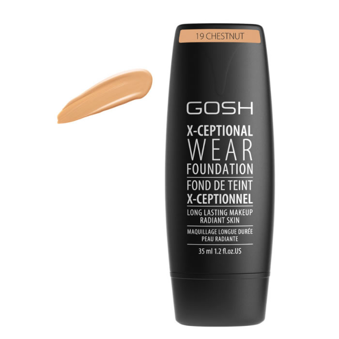 Image of Gosh X-Ceptional Wear Foundation Long Lasting Makeup 19 Chestnut 35ml