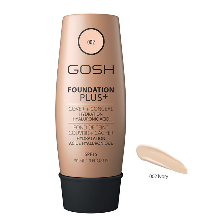 Image of Gosh Foundation Plus + Cover & Conceal Spf15 002 Ivory 30ml033