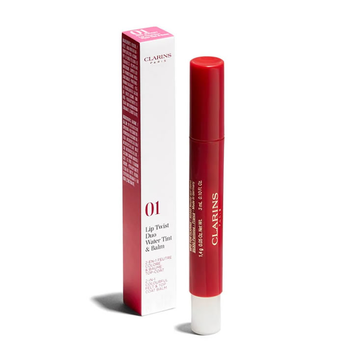 Image of Clarins Lip Twist Duo Water Tint & Balm 01 rosso Sunset033