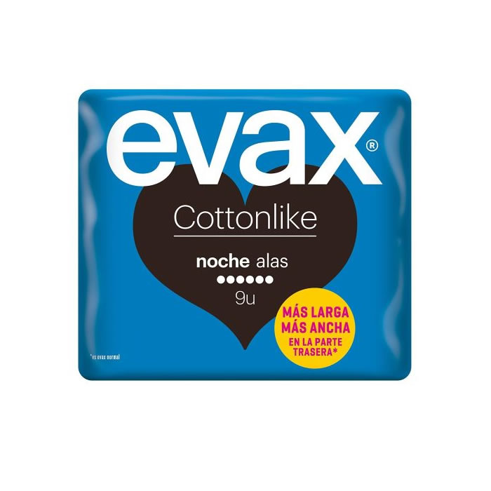 Image of Evax Cottonlike Night With Wings Sanitary Towels 9 Units033