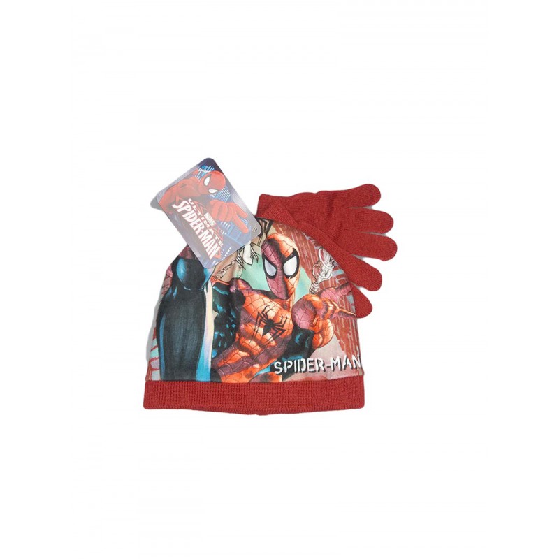 Image of Set 2pz cappello cappellino guanti bimbo bambino Spiderman rosso tg 52