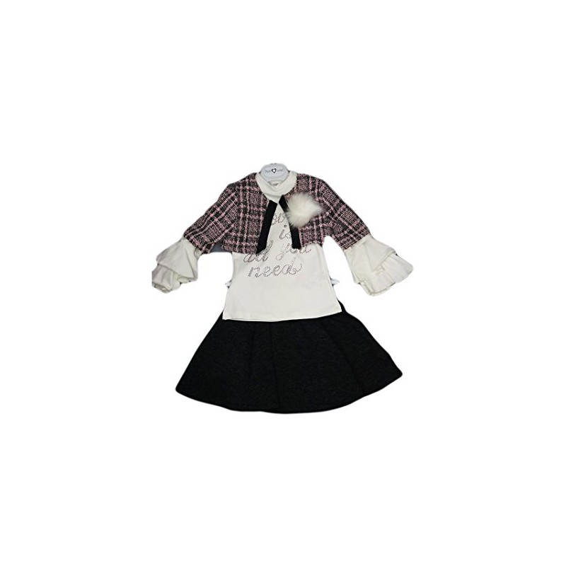 Image of Completo 3pz bambina gonna maglia e giacca Made in Italy 3A
