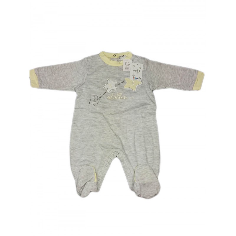 Image of Tuta tutina cotone bimbo bimba neonato Will B grigio giallo 3 - 6 mesi033