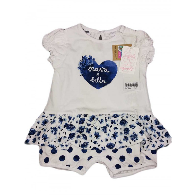 Image of Pagliaccetto tutina bimba neonato mezza manica bianco blu Dodipetto Mignolo 6 m033