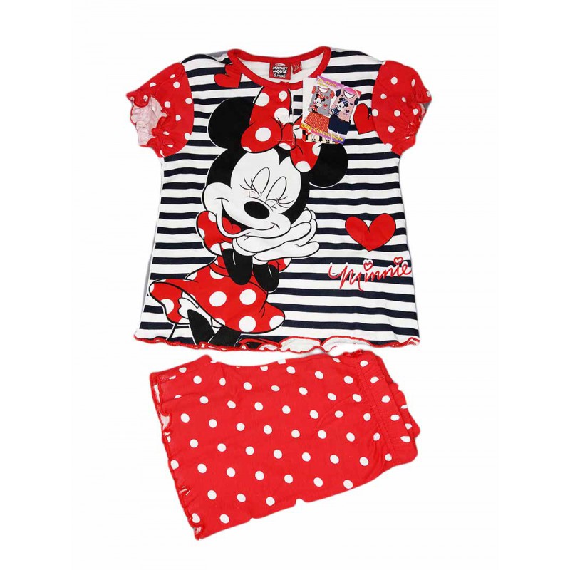 Image of Pigiama maglia maglietta pantaloncino bimba bambina Disney Minnie Mouse rosso 4A033