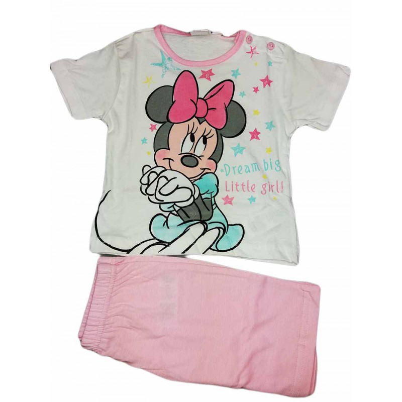Image of Pigiama maglia maglietta pantaloncino bimba neonato Disney Minnie Mouse rosa 18 m