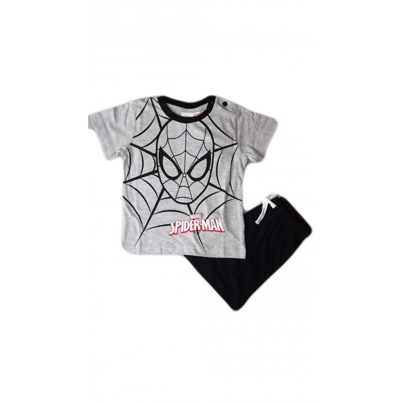 Image of Completo maglia maglietta pantaloncino bimbo bambino Arnetta Spiderman grigio blu 24 m033