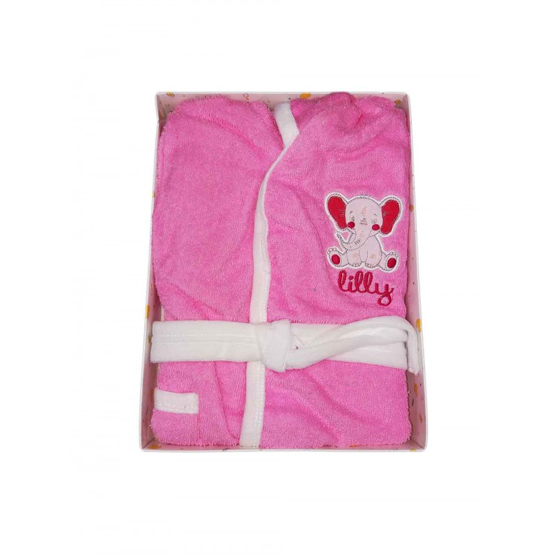 Image of Accappatoio spugna cotoneEllepi bimba neonato rosa 18 m