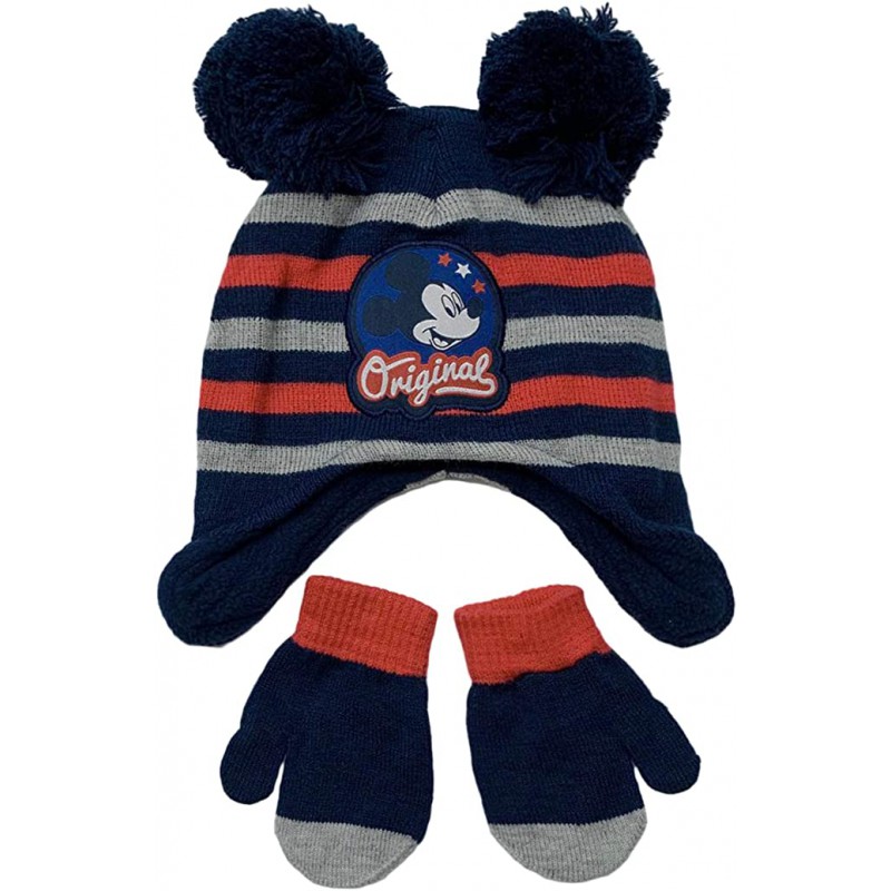 Image of Cappello paraorecchie con muffole bimbo Disney Mickey blu tg 50033