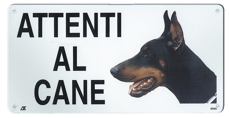 Image of RECORD TARGA ATTENTI AL CANE MEDIA DOBER033